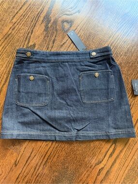 Lulu's  Katina Dark Blue Denim Mini Skirt with Front Patch Pockets NWT medium